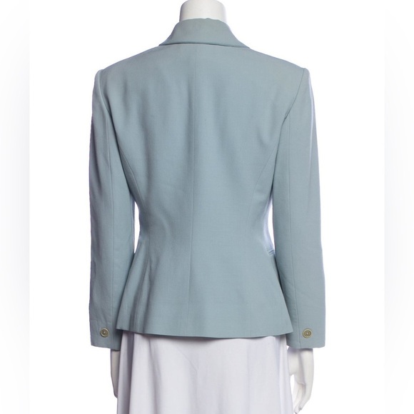 Ralph Lauren Collection Wool Baby Blue Double Breasted Faux Cuff Blazer Size 6 - Picture 3 of 11